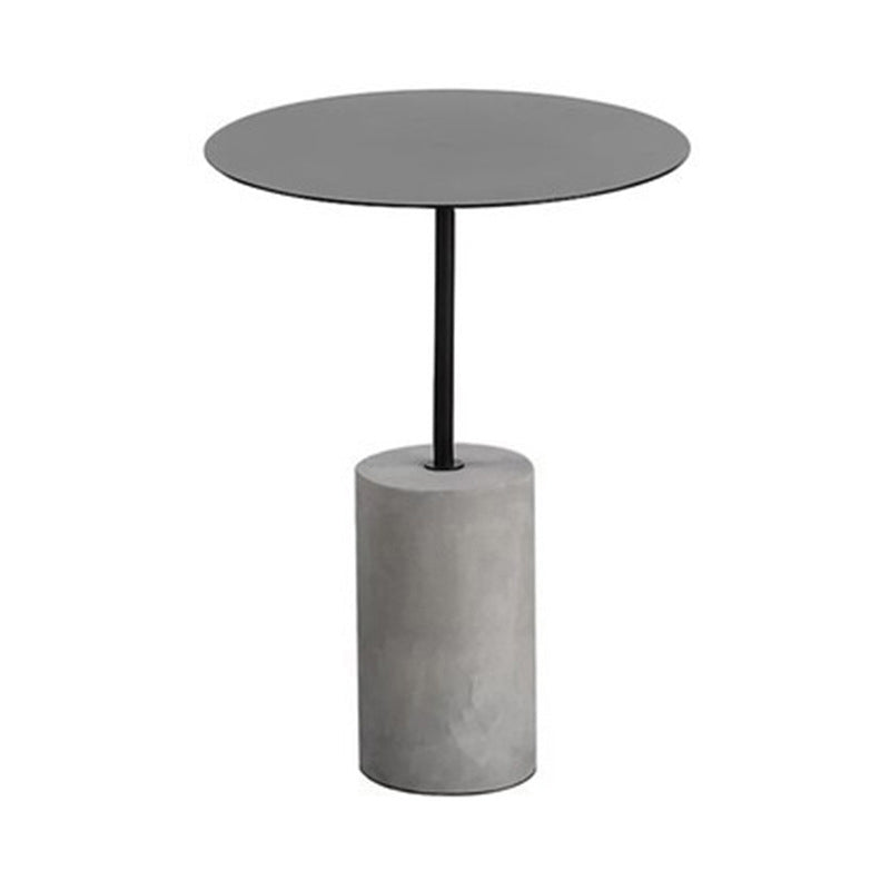 Modern Metal Round Top Side Table Concrete Pedestal End Table