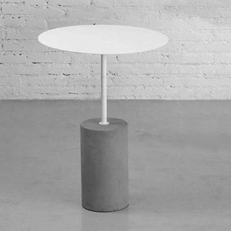 Modern Metal Round Top Side Table Concrete Pedestal End Table