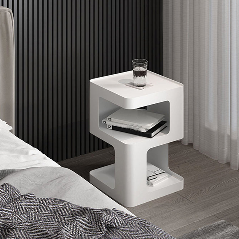 Metal Square End Table Modern 15.7" W Side Table with 2 - Shelf