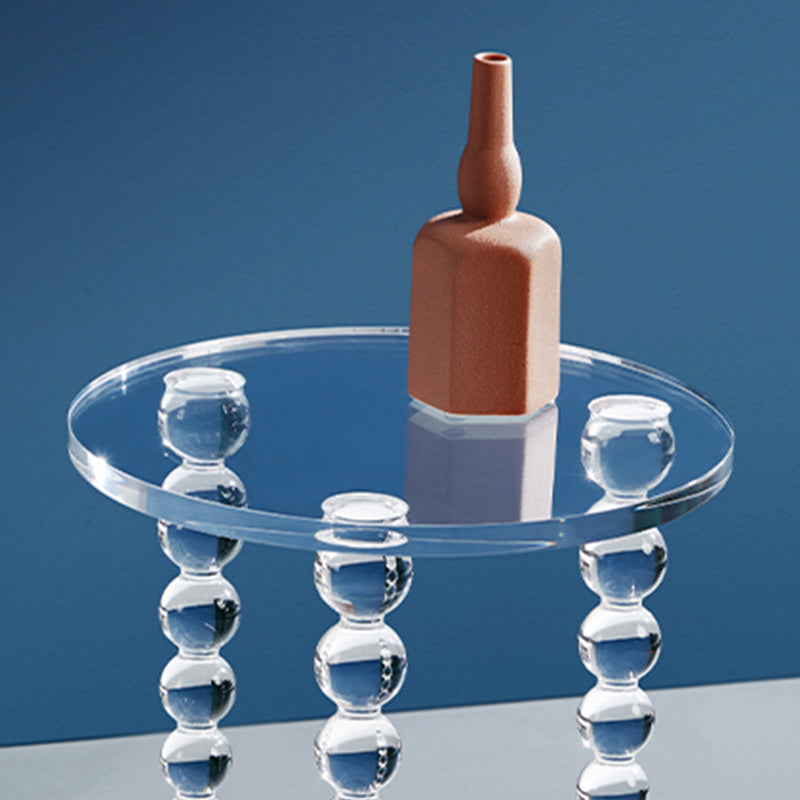 Glam 19.68" Tall 3 Legs End Table Round Acrylic Top Side Table