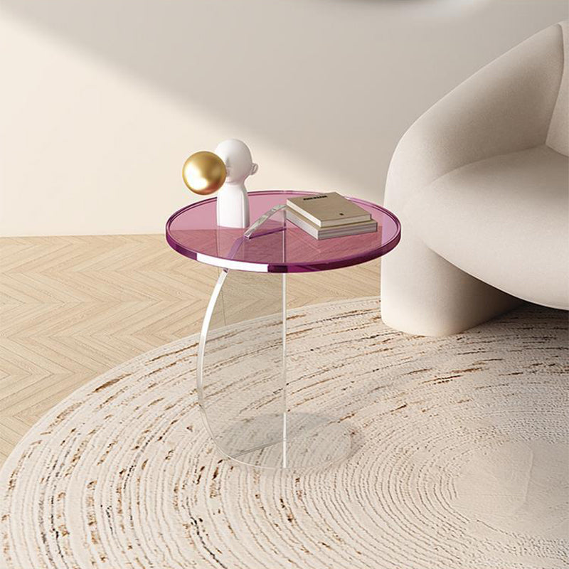 Modern Round Side End Table Plastic Pedestal Sofa Side Accent Table