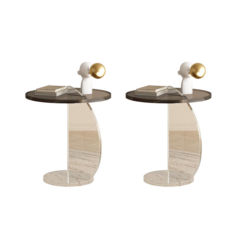 Modern Round Side End Table Plastic Pedestal Sofa Side Accent Table