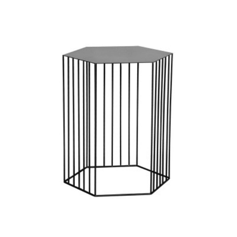 Frame Hexagon Metal End Table Set Simple Iron Sofa Side Accent Table with Storage Shelf
