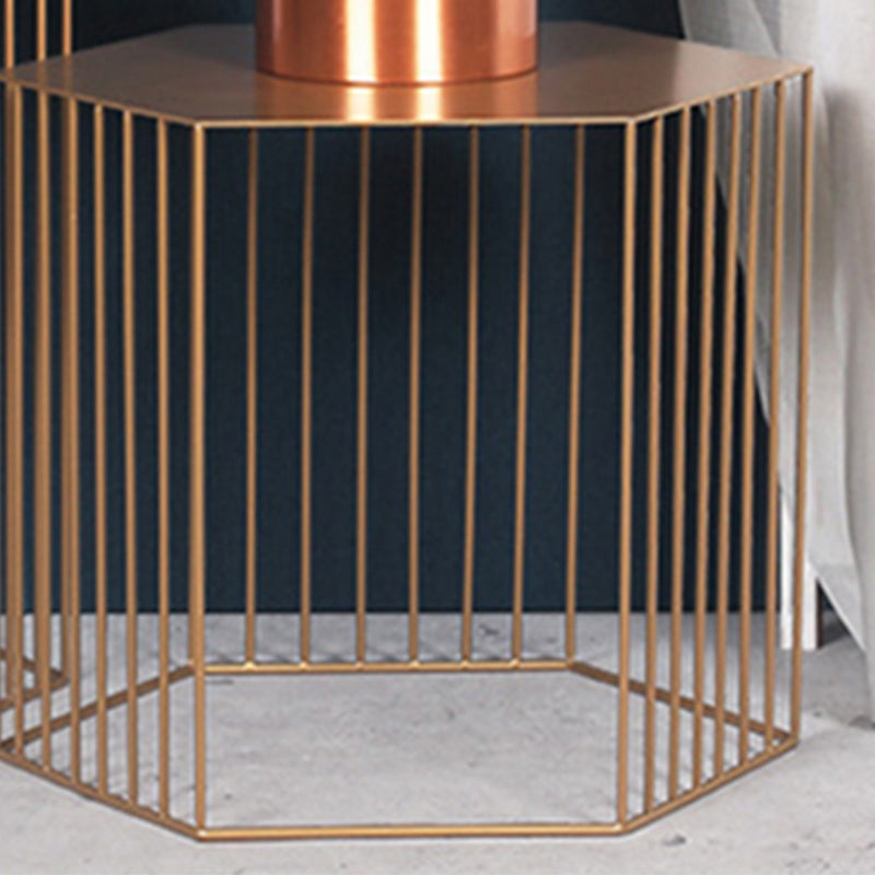 Frame Hexagon Metal End Table Set Simple Iron Sofa Side Accent Table with Storage Shelf