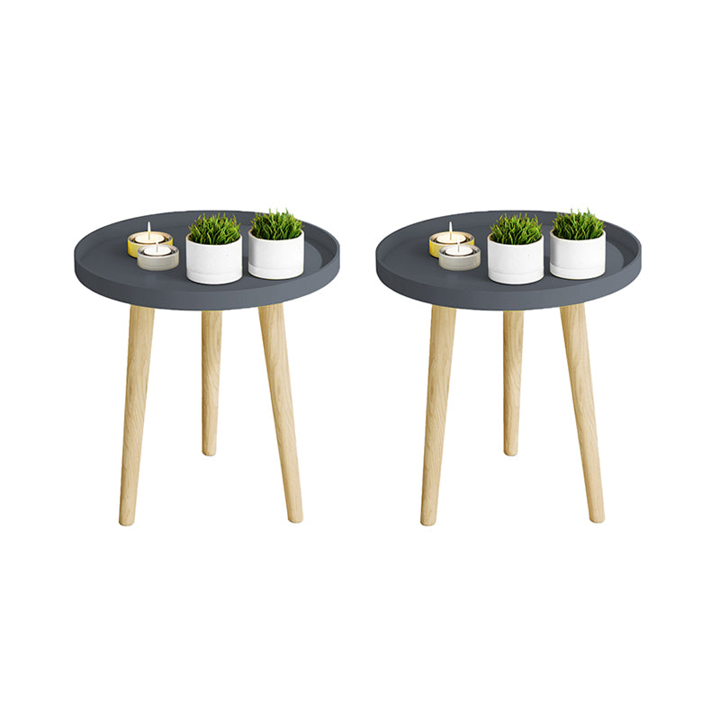 17.71" Tall Plastic Round Top Side Table Wooden 3 Legs End Table