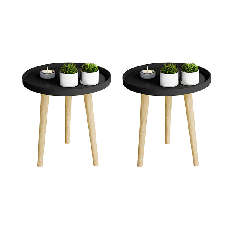 17.71" Tall Plastic Round Top Side Table Wooden 3 Legs End Table