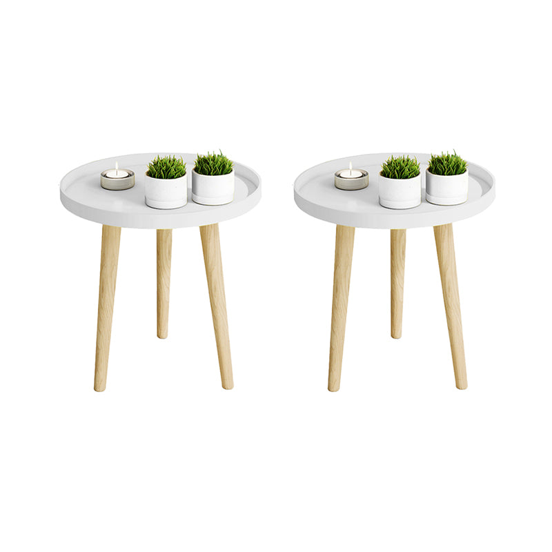 17.71" Tall Plastic Round Top Side Table Wooden 3 Legs End Table