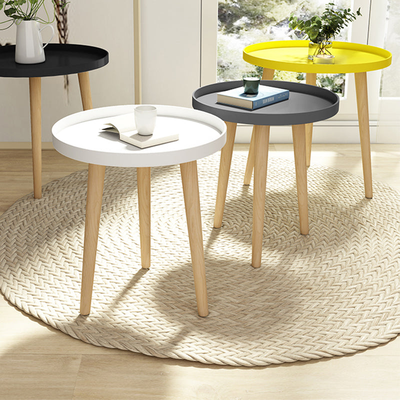 17.71" Tall Plastic Round Top Side Table Wooden 3 Legs End Table