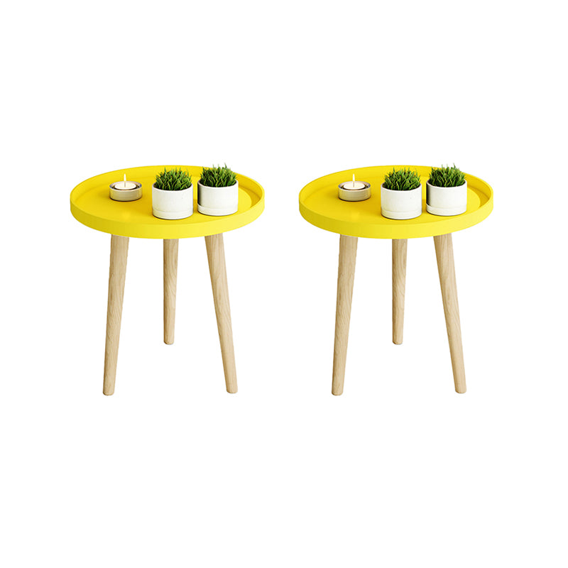 17.71" Tall Plastic Round Top Side Table Wooden 3 Legs End Table