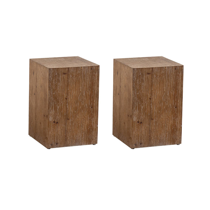 Country Square / Hexagon Side Table Natural Solid Wood End Table