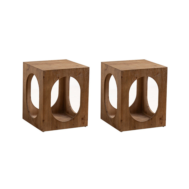 Country Square / Hexagon Side Table Natural Solid Wood End Table