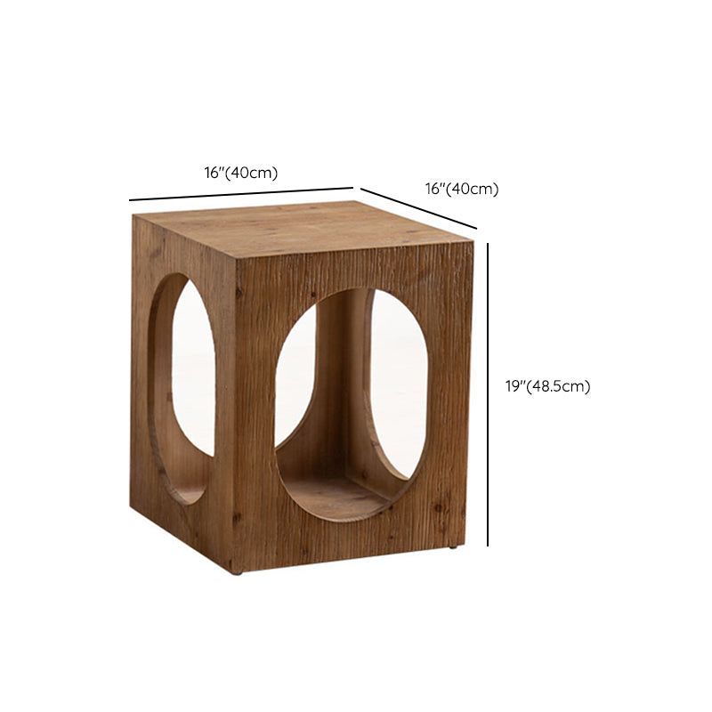 Country Square / Hexagon Side Table Natural Solid Wood End Table