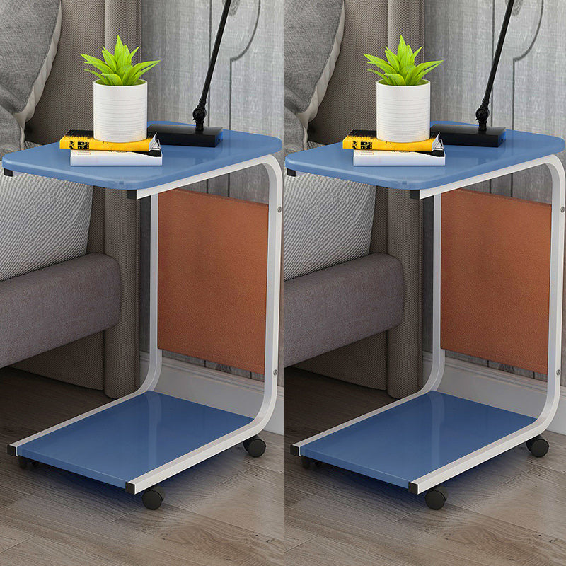 17.7" W Rectangular Side Table with Casters Modern Simple 1 - Shelf End Table