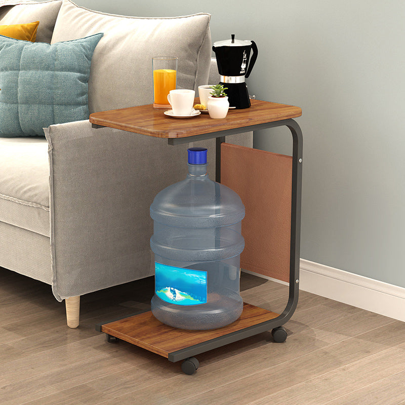 17.7" W Rectangular Side Table with Casters Modern Simple 1 - Shelf End Table