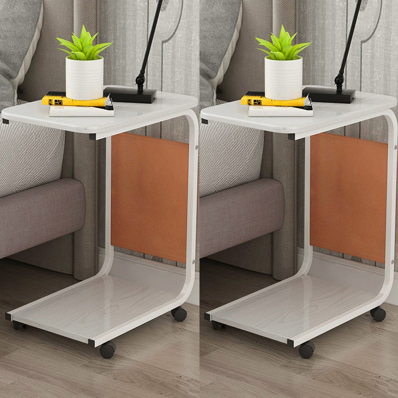 17.7" W Rectangular Side Table with Casters Modern Simple 1 - Shelf End Table