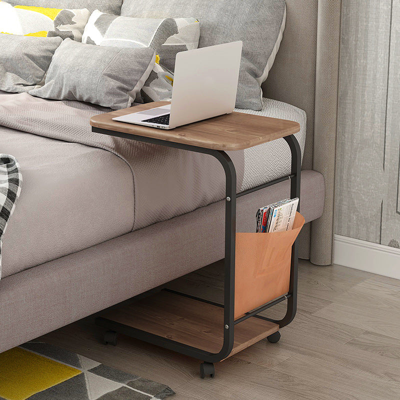 17.7" W Rectangular Side Table with Casters Modern Simple 1 - Shelf End Table