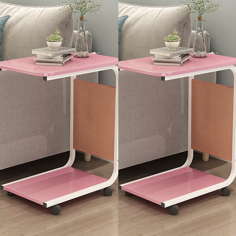 17.7" W Rectangular Side Table with Casters Modern Simple 1 - Shelf End Table