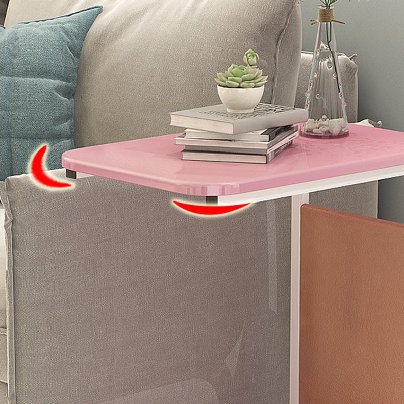 17.7" W Rectangular Side Table with Casters Modern Simple 1 - Shelf End Table