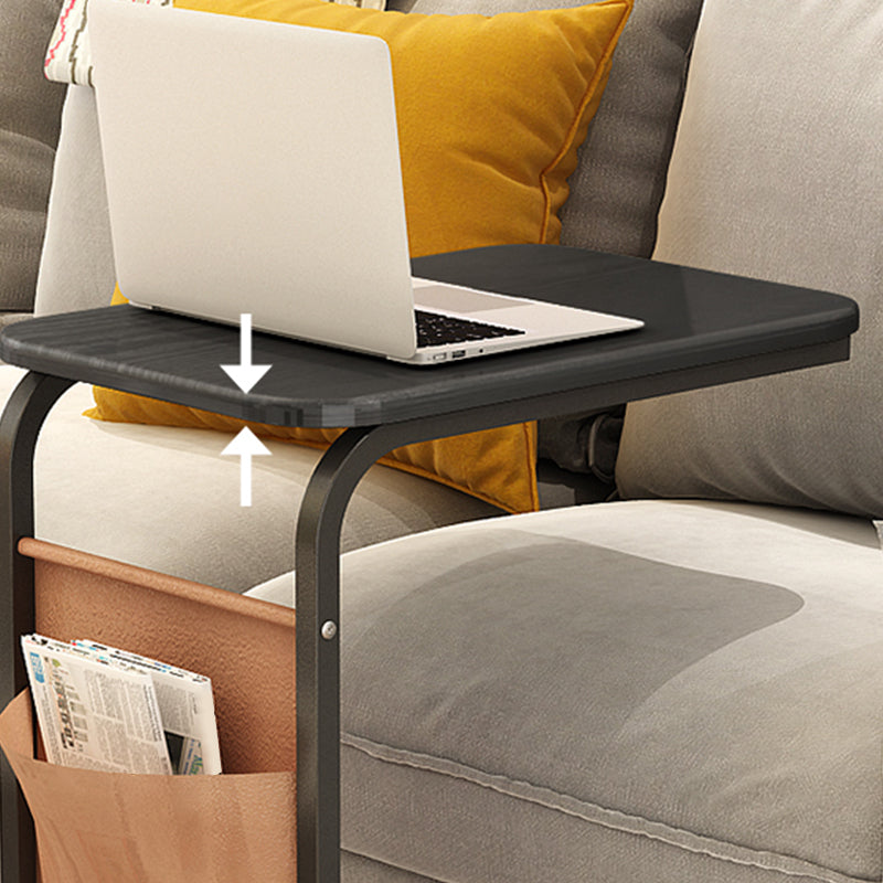 17.7" W Rectangular Side Table with Casters Modern Simple 1 - Shelf End Table