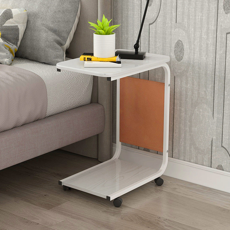 17.7" W Rectangular Side Table with Casters Modern Simple 1 - Shelf End Table