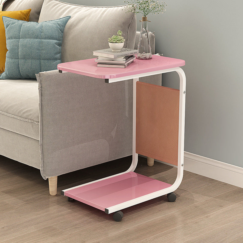 17.7" W Rectangular Side Table with Casters Modern Simple 1 - Shelf End Table
