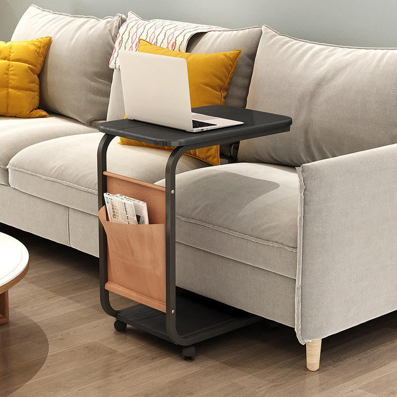 17.7" W Rectangular Side Table with Casters Modern Simple 1 - Shelf End Table
