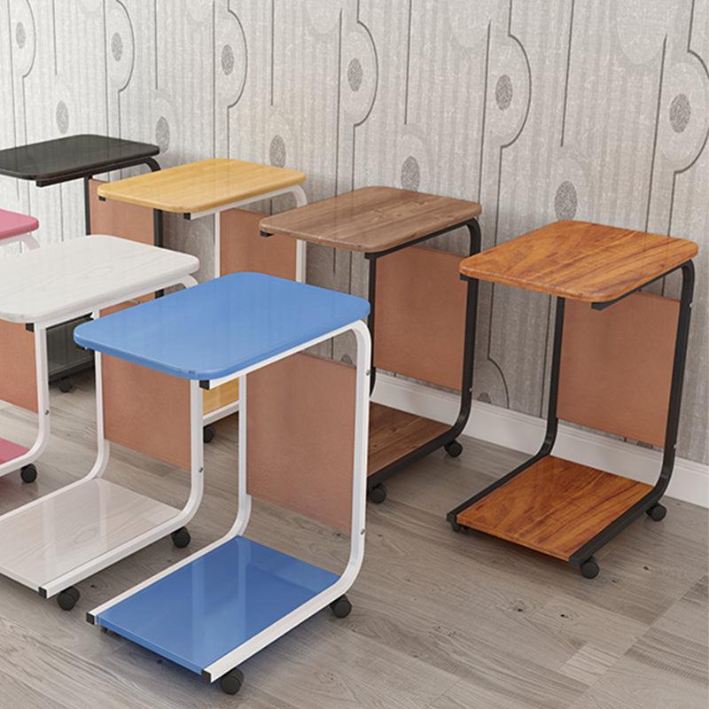 17.7" W Rectangular Side Table with Casters Modern Simple 1 - Shelf End Table