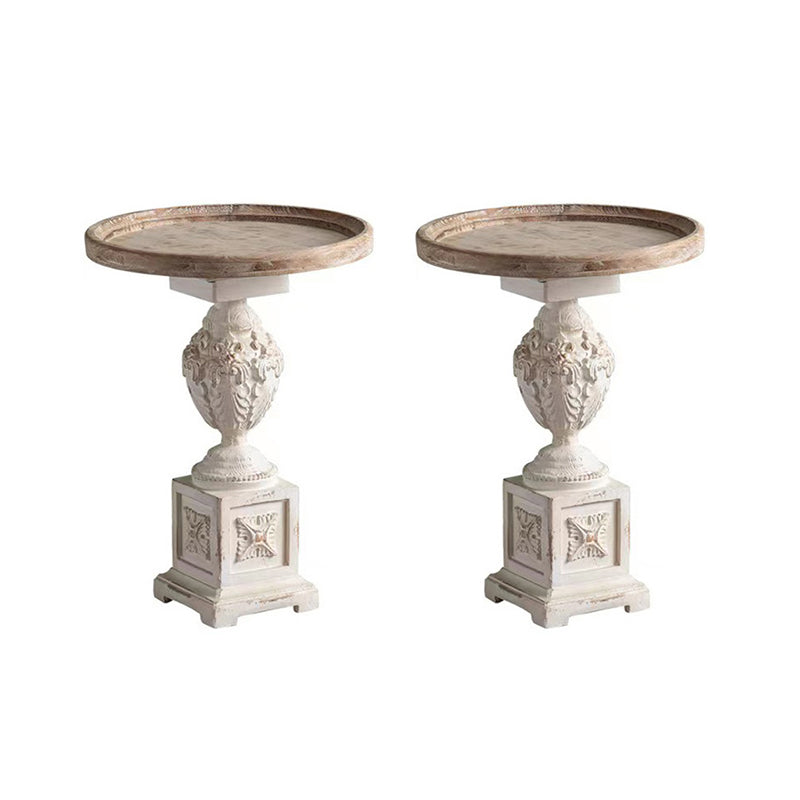 Round Pedestal Side Table French Rustic Side End Snack Table