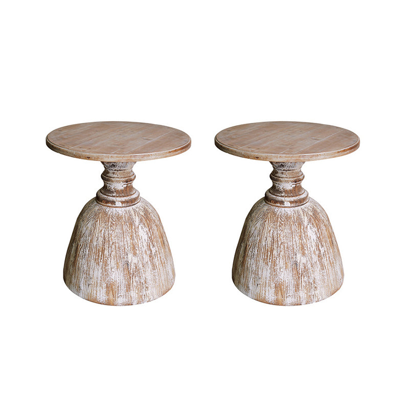 Round Pedestal Side Table French Rustic Side End Snack Table