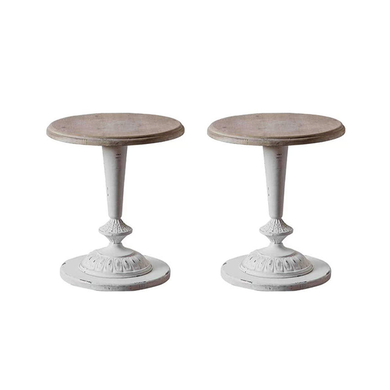 Round Pedestal Side Table French Rustic Side End Snack Table