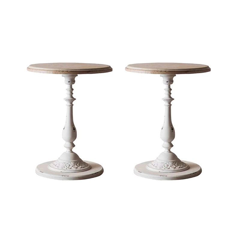 Round Pedestal Side Table French Rustic Side End Snack Table