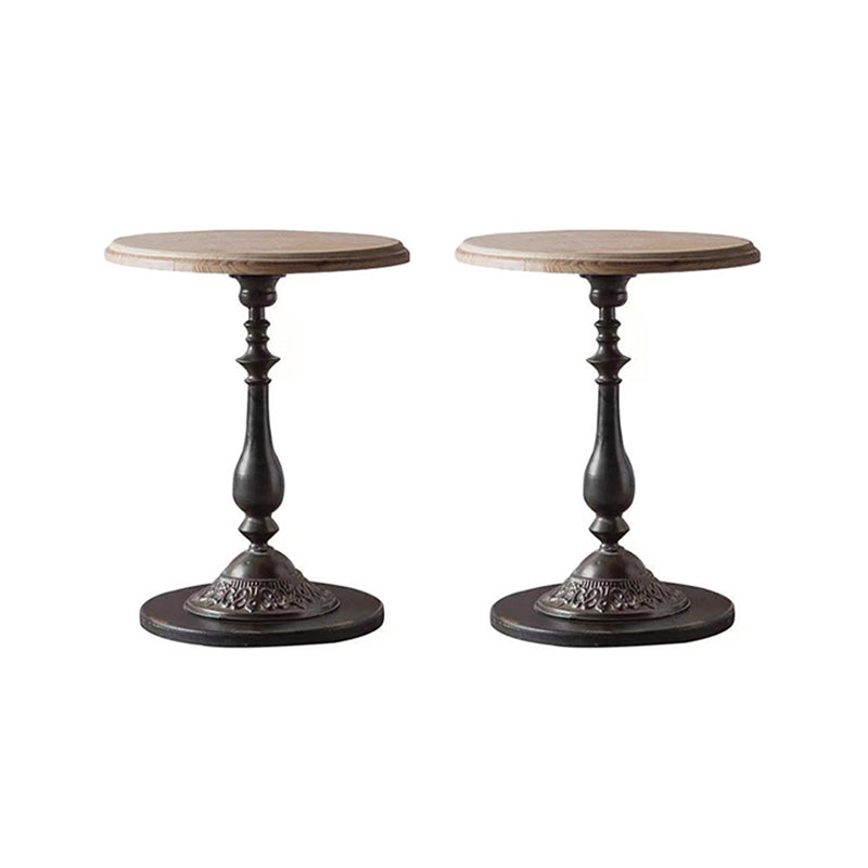 Round Pedestal Side Table French Rustic Side End Snack Table