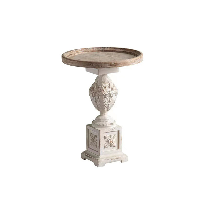 Round Pedestal Side Table French Rustic Side End Snack Table