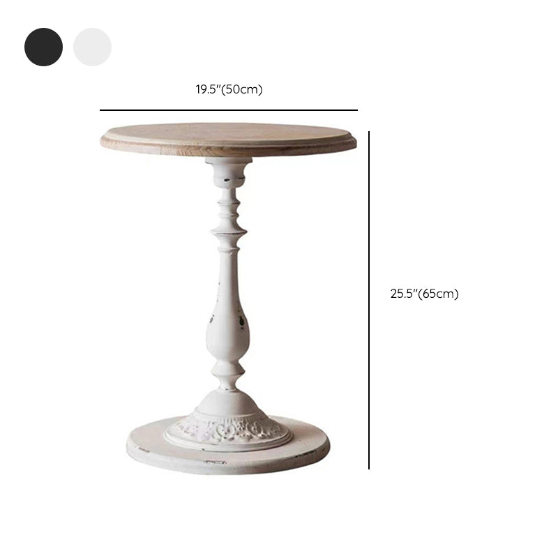 Round Pedestal Side Table French Rustic Side End Snack Table