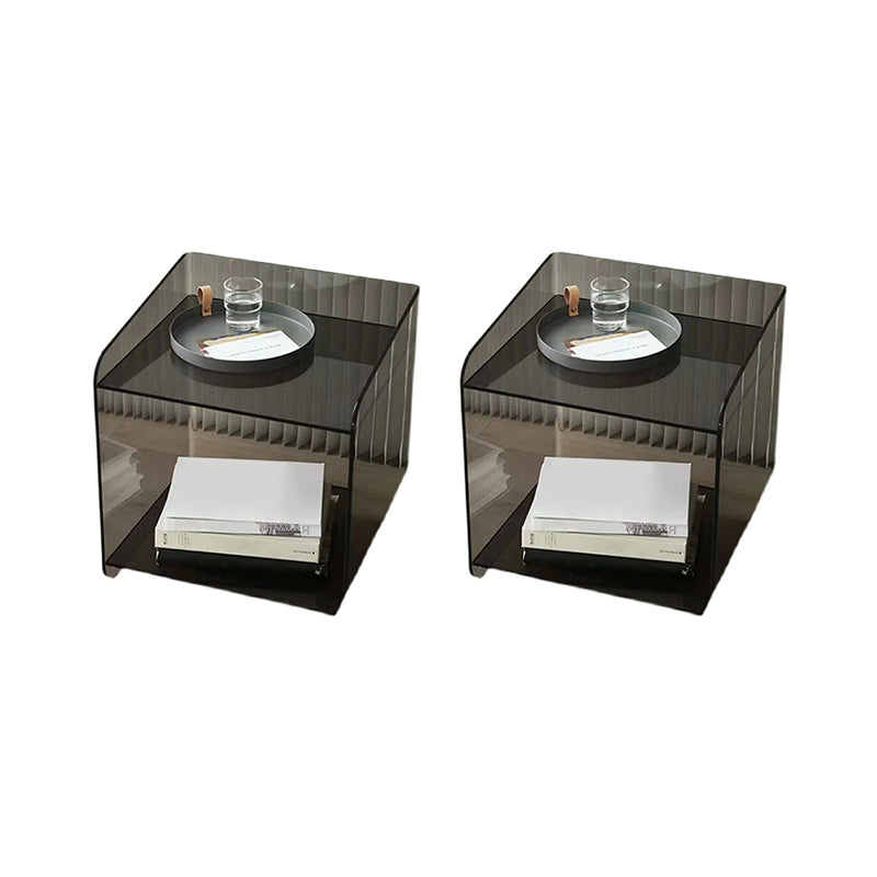 Plastic Rectangular Side End Table 15.74" Wide Sled Sofa Side Accent Table