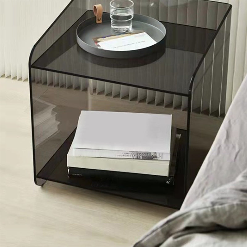 Plastic Rectangular Side End Table 15.74" Wide Sled Sofa Side Accent Table