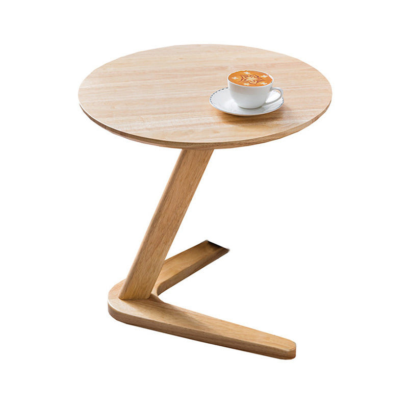 Contemporary Round Side Table Rubberwood Side End Snack Table