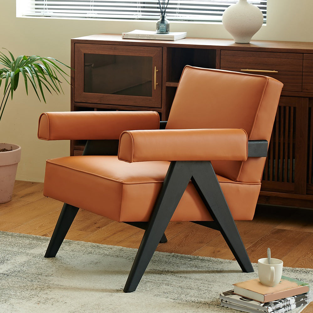Mid-century Modern Arm Chair Solid Color Fixed Back Armchair