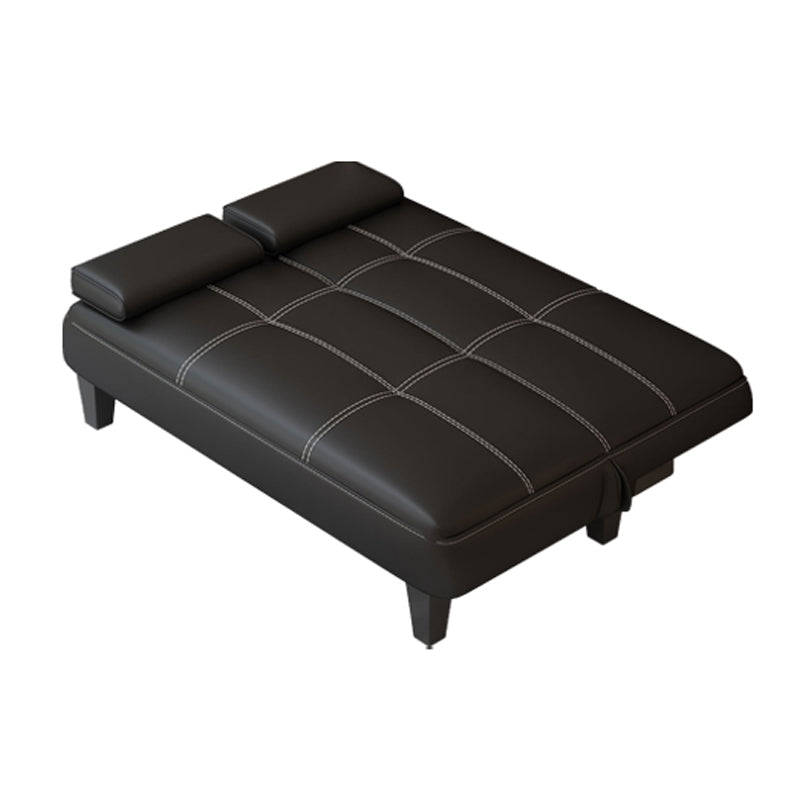 Faux Leather Pillow Top Arms /Armless Sleeper Sofa Bed Biscuit Back Convertible Sofas