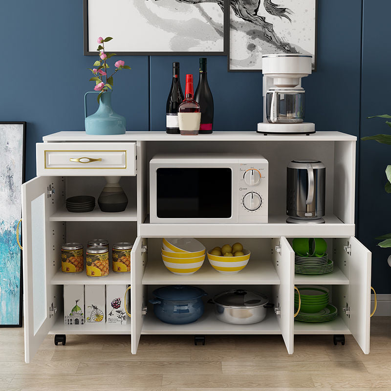 Glam Style Kitchen Server Engineered Wood Server with Open Storage