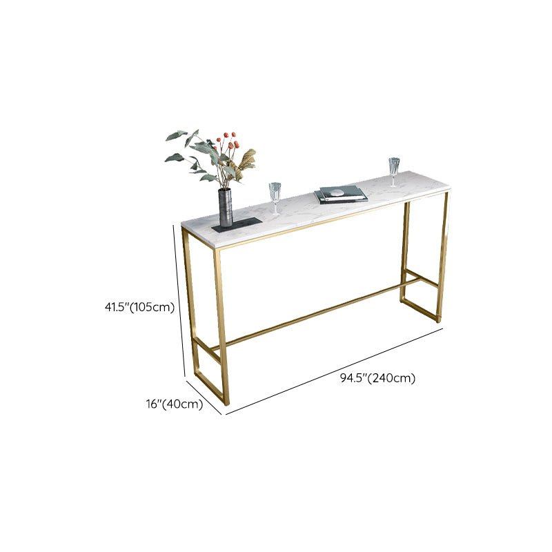 Rectangular Bar Height Table Gold Legs and Metal Base Bistro Pub Table