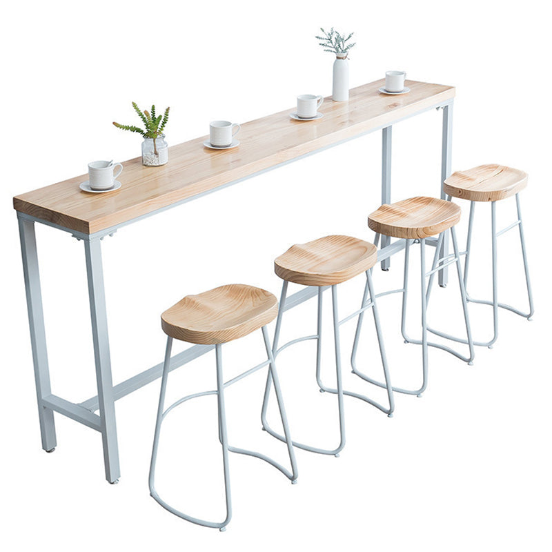 Modern Bar Height Table Solid Wood Top Bistro Bar Table with Trestle Base