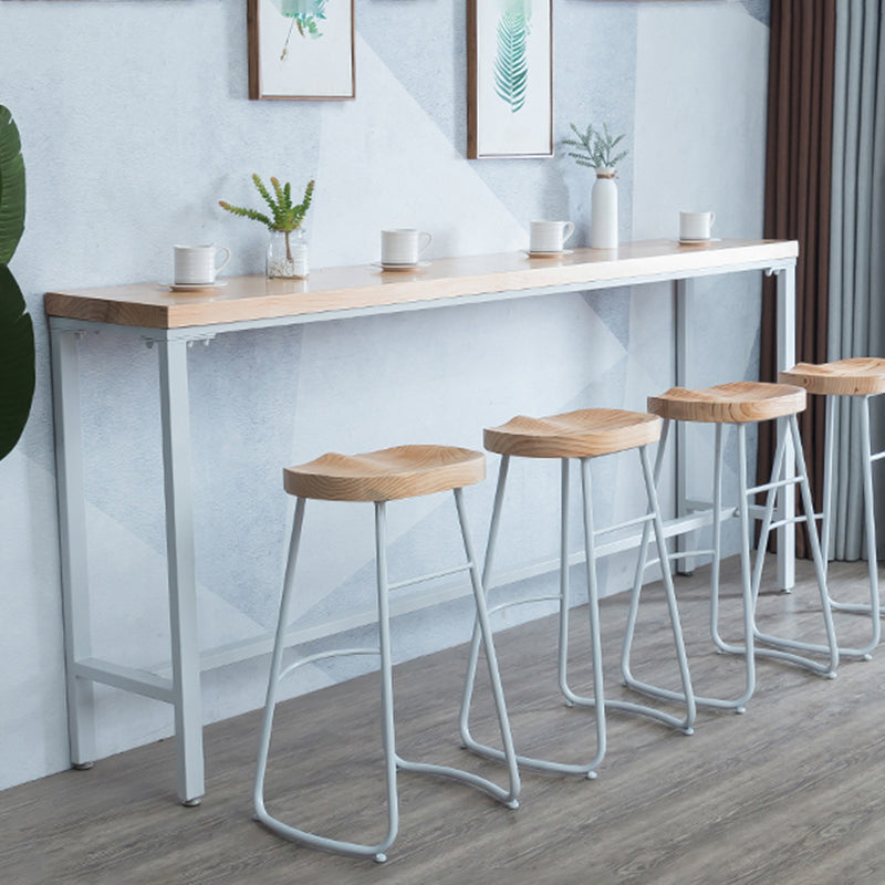 Modern Bar Height Table Solid Wood Top Bistro Bar Table with Trestle Base