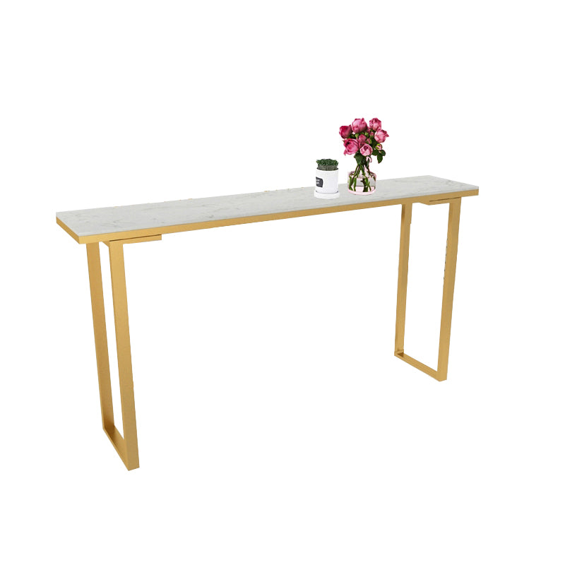 Marble Top Bar Table Rectangle Contemporary Style Pub Table for Cafe