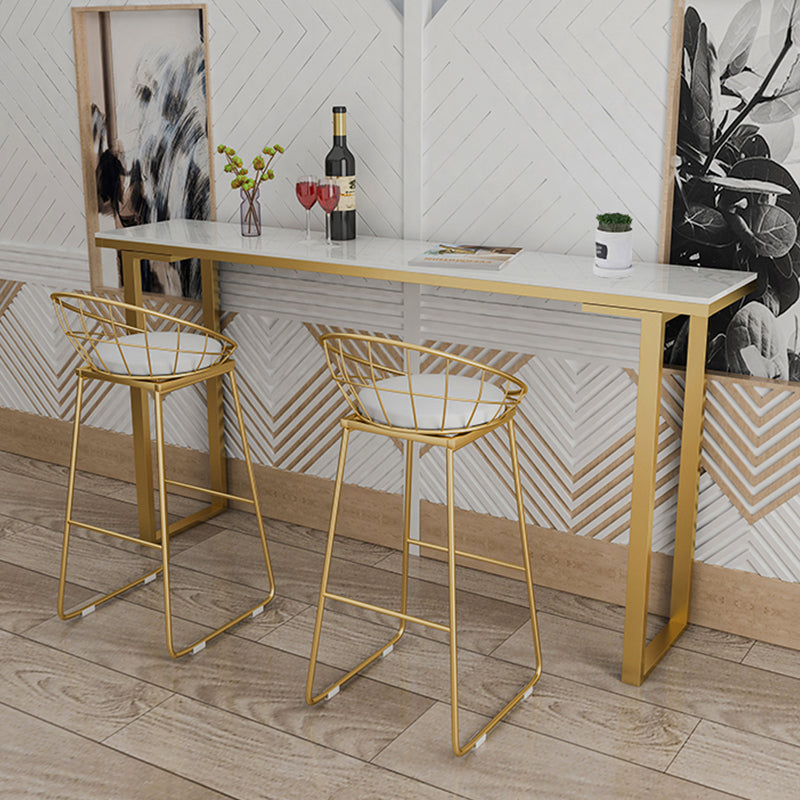 Marble Top Bar Table Rectangle Contemporary Style Pub Table for Cafe