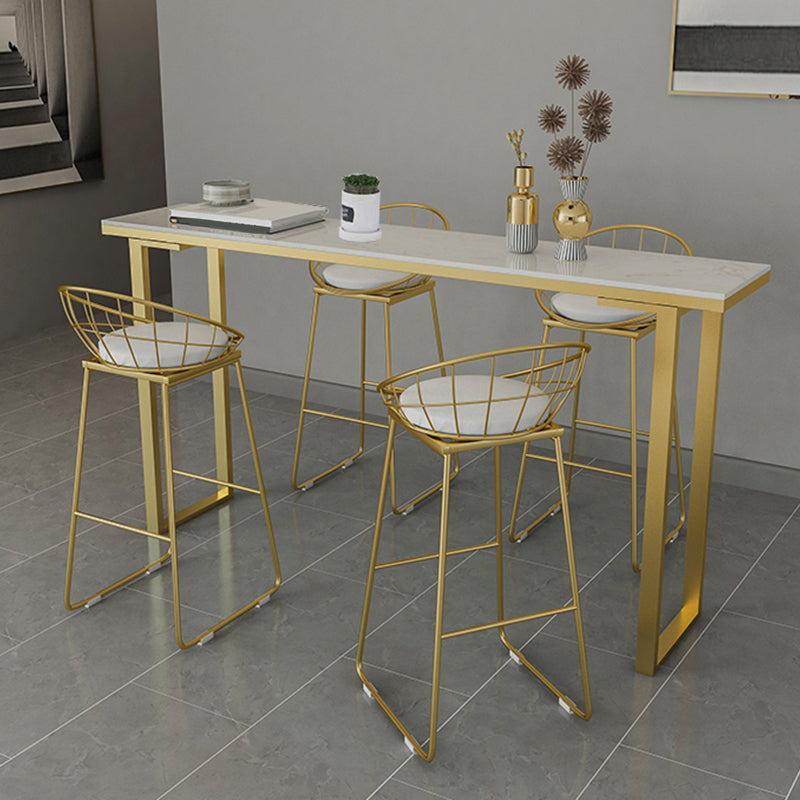 Marble Top Bar Table Rectangle Contemporary Style Pub Table for Cafe