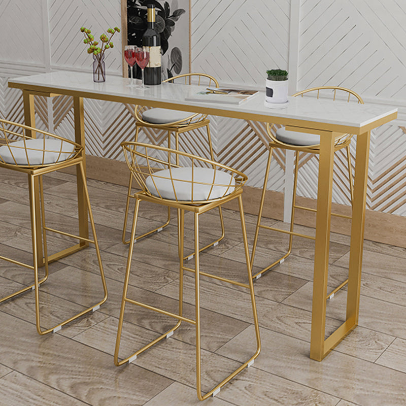 Marble Top Bar Table Rectangle Contemporary Style Pub Table for Cafe