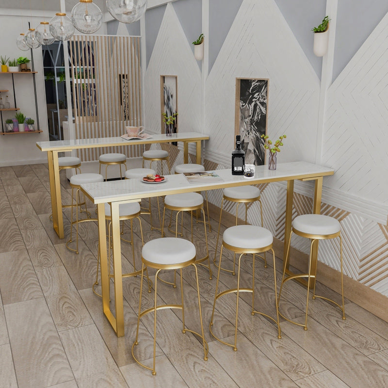 Marble Top Bar Table Rectangle Contemporary Style Pub Table for Cafe