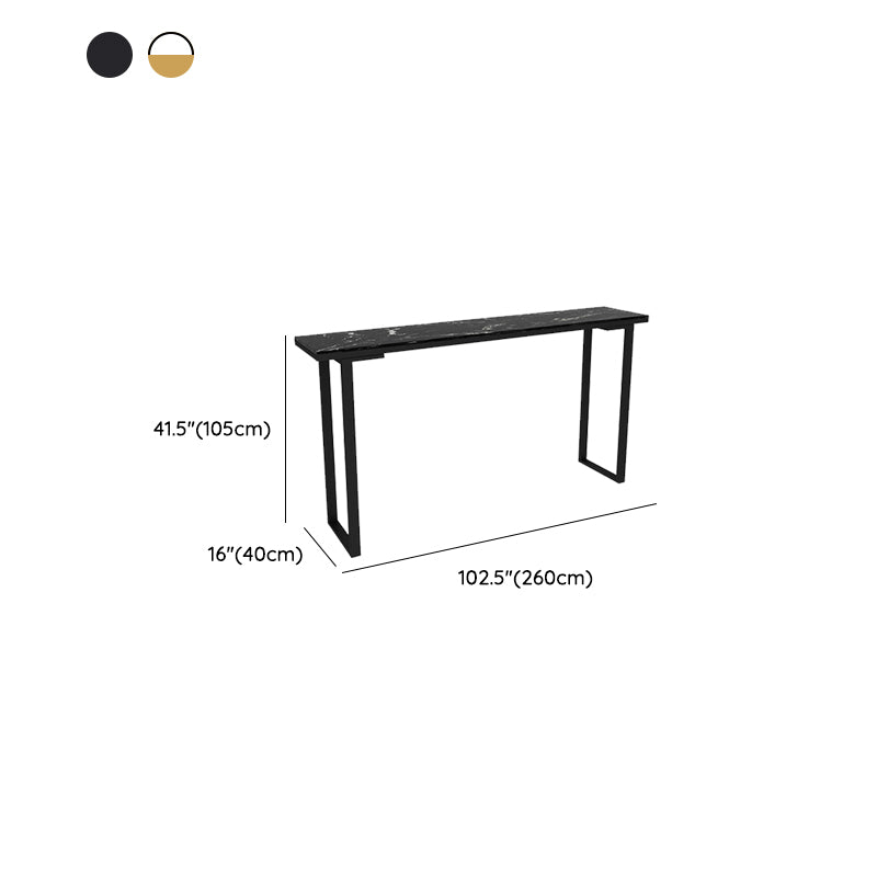 Marble Top Bar Table Rectangle Contemporary Style Pub Table for Cafe