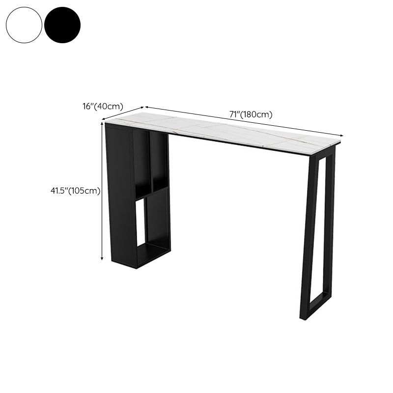 Sintered Stone Bar Table Modern Rectangle Bar Table with Storage Shelves